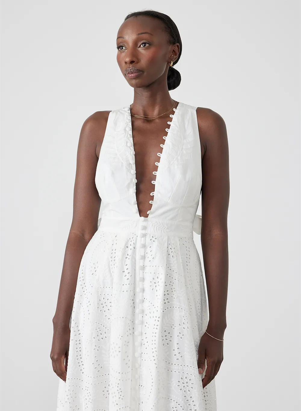 Helena Organic Cotton Broderie Maxi Dress | Alba