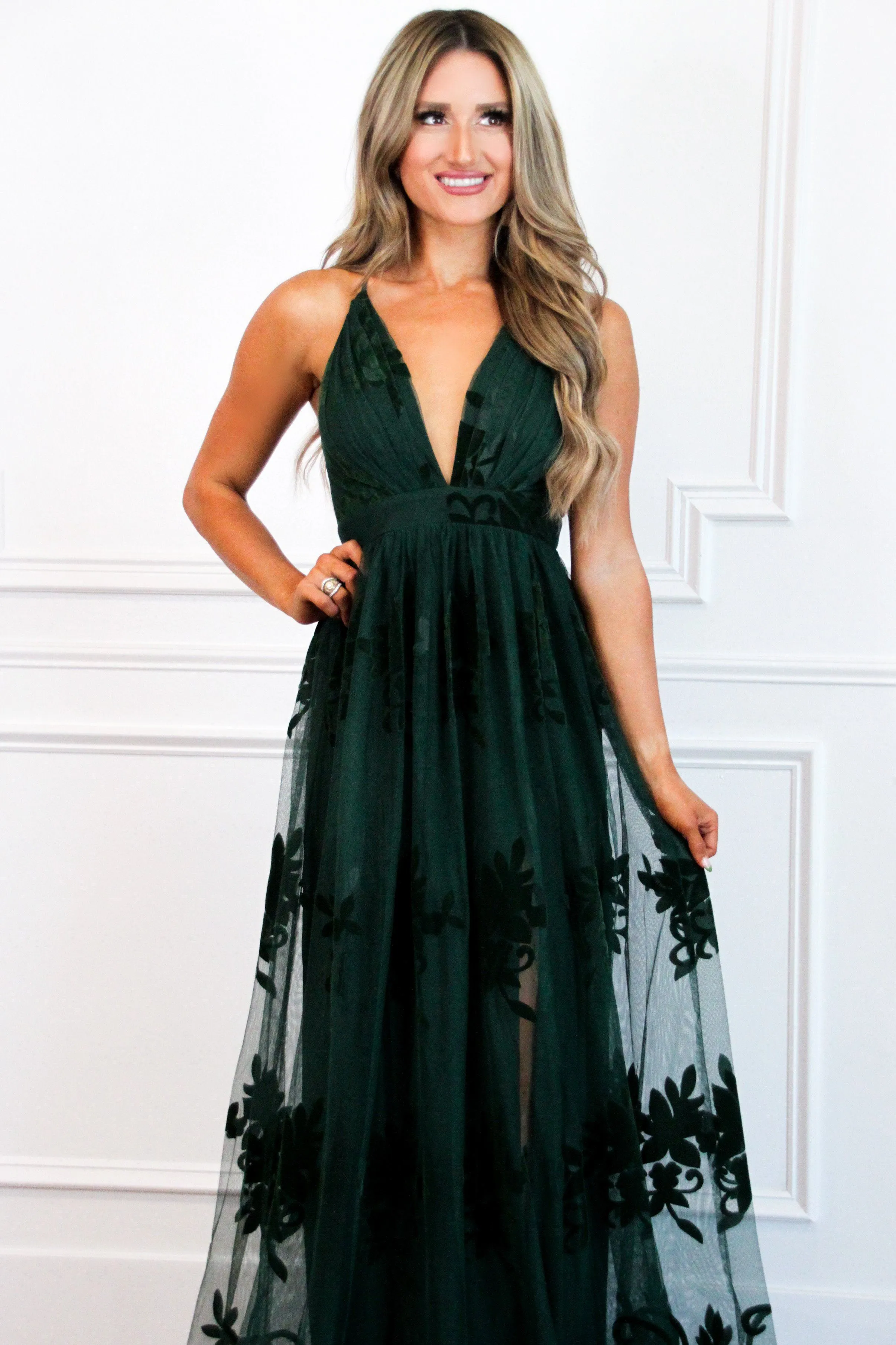 Here Comes the Bride Maxi Dress: Hunter Green