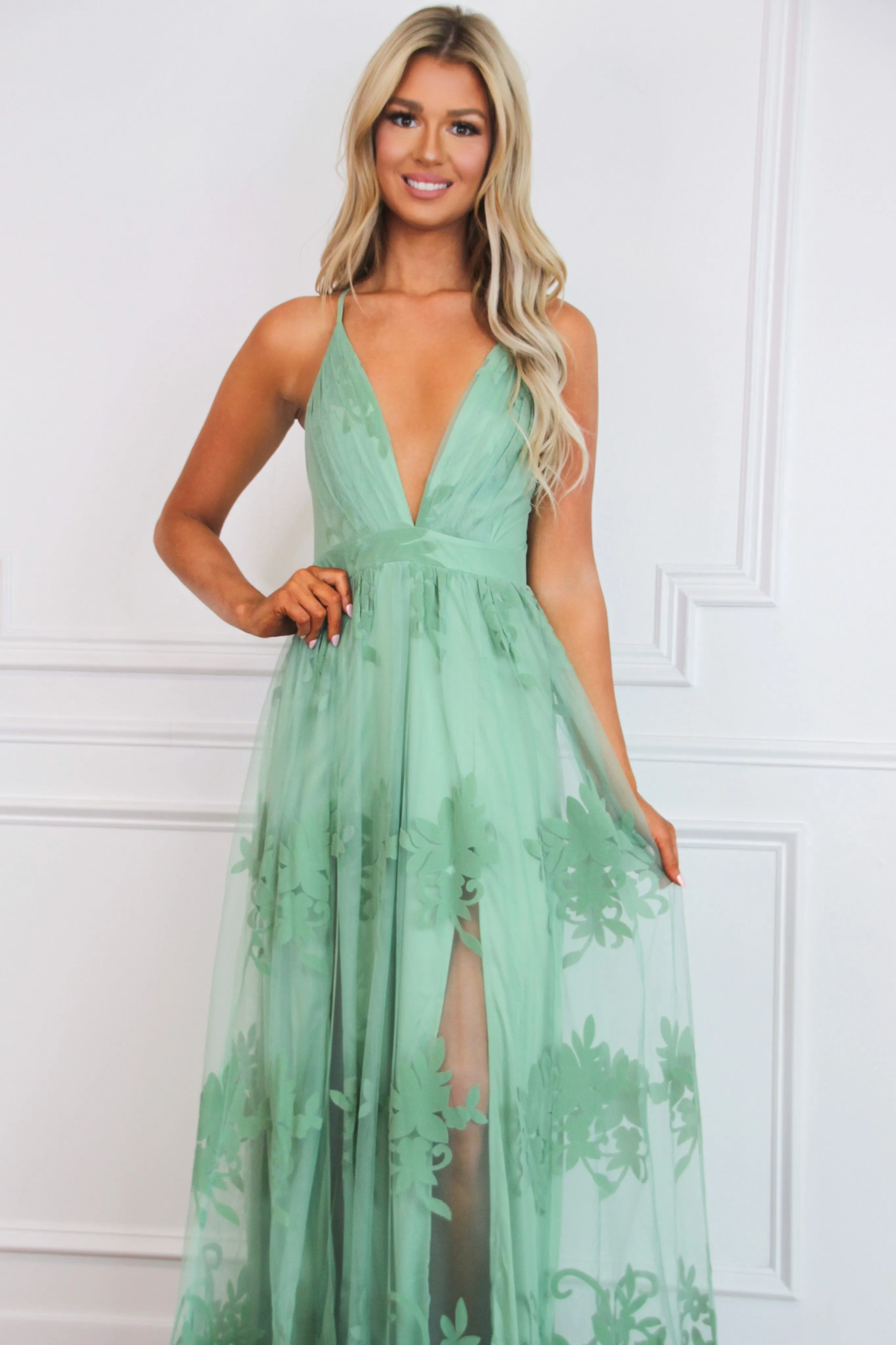 Here Comes the Bride Maxi Dress: Sage