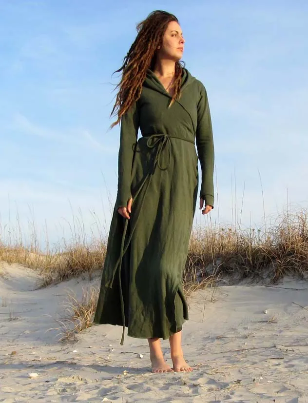 Hooded Wrap Long Dress