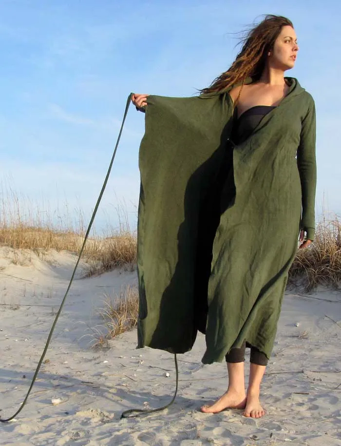 Hooded Wrap Long Dress