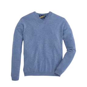 James V-Neck Cashmere Sweater - Heather Vintage Indigo