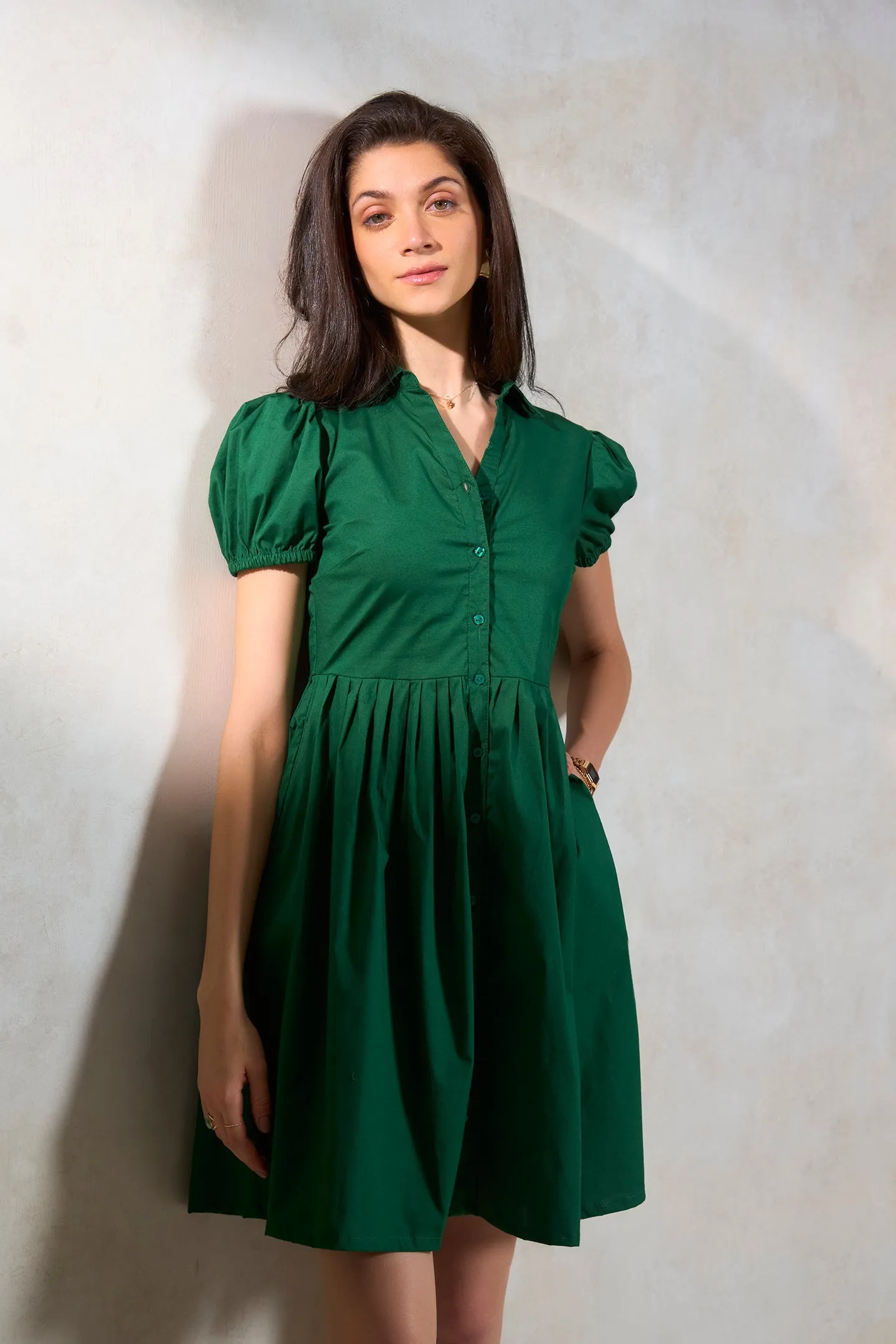 Jane|Cotton Fit & Flare Dress