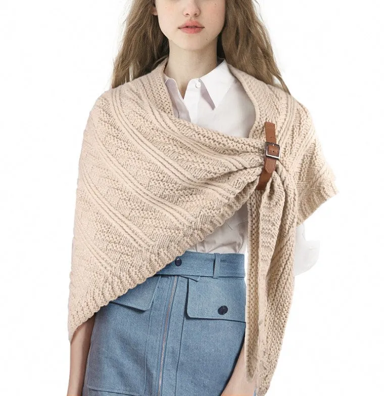 JC063305 Hand Crafted Buckle Triangular Shawl