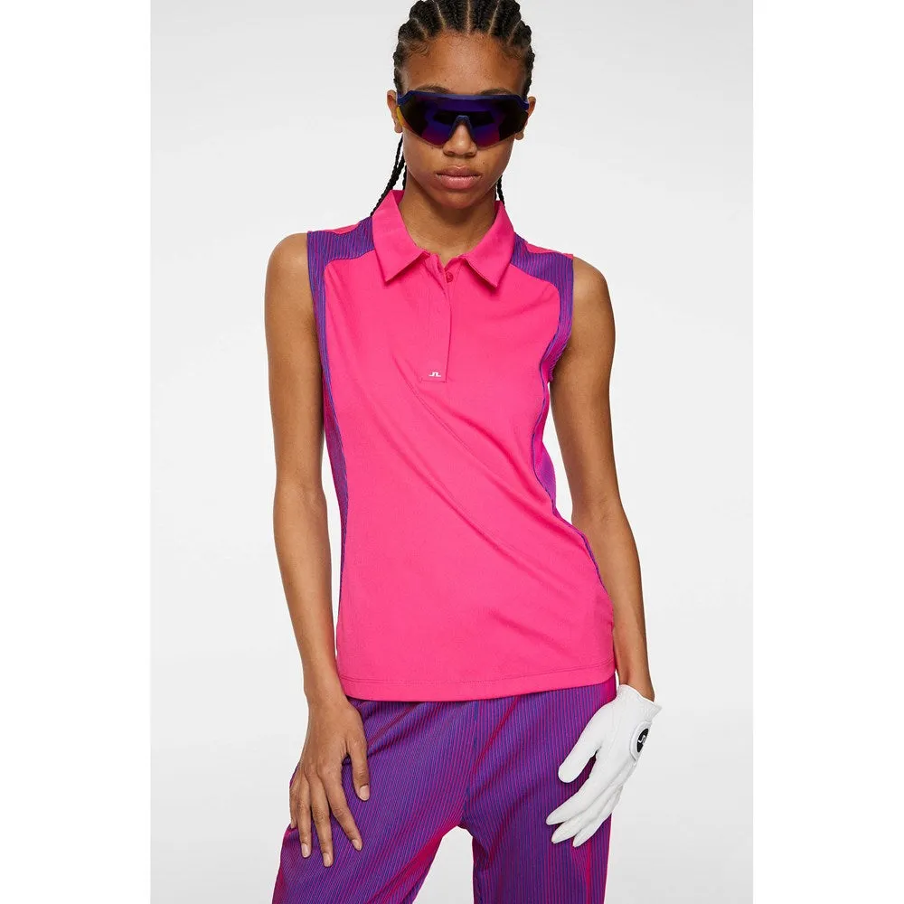 J.Lindeberg Women's Betsy Sleeveless Golf Polo Shirt - Pink Peacock