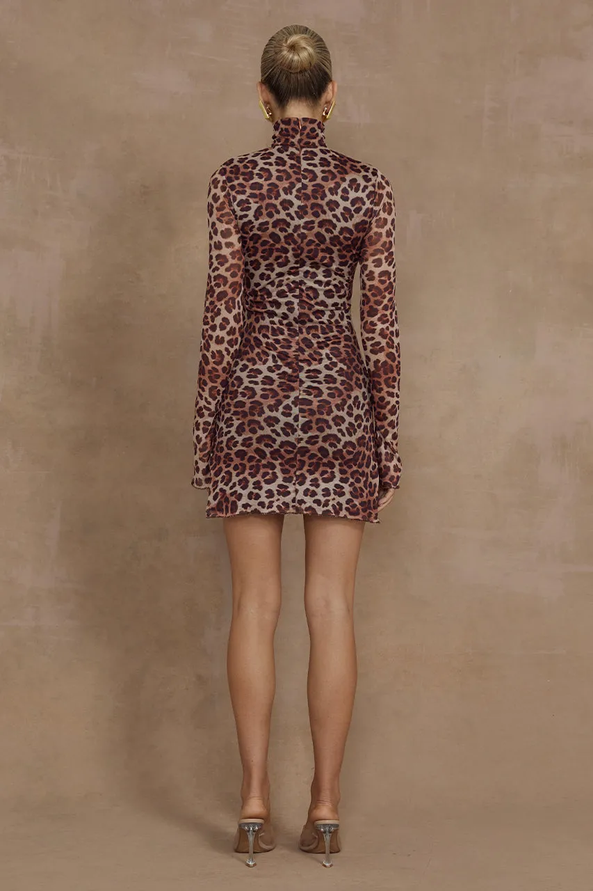 JORDI MINI DRESS - LEOPARD PRINT