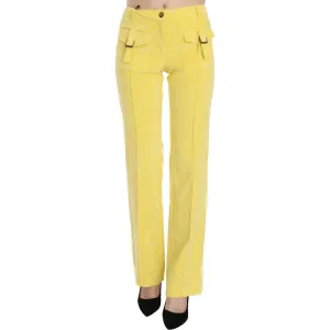 Just Cavalli Chic Yellow Corduroy Mid Waist Pants