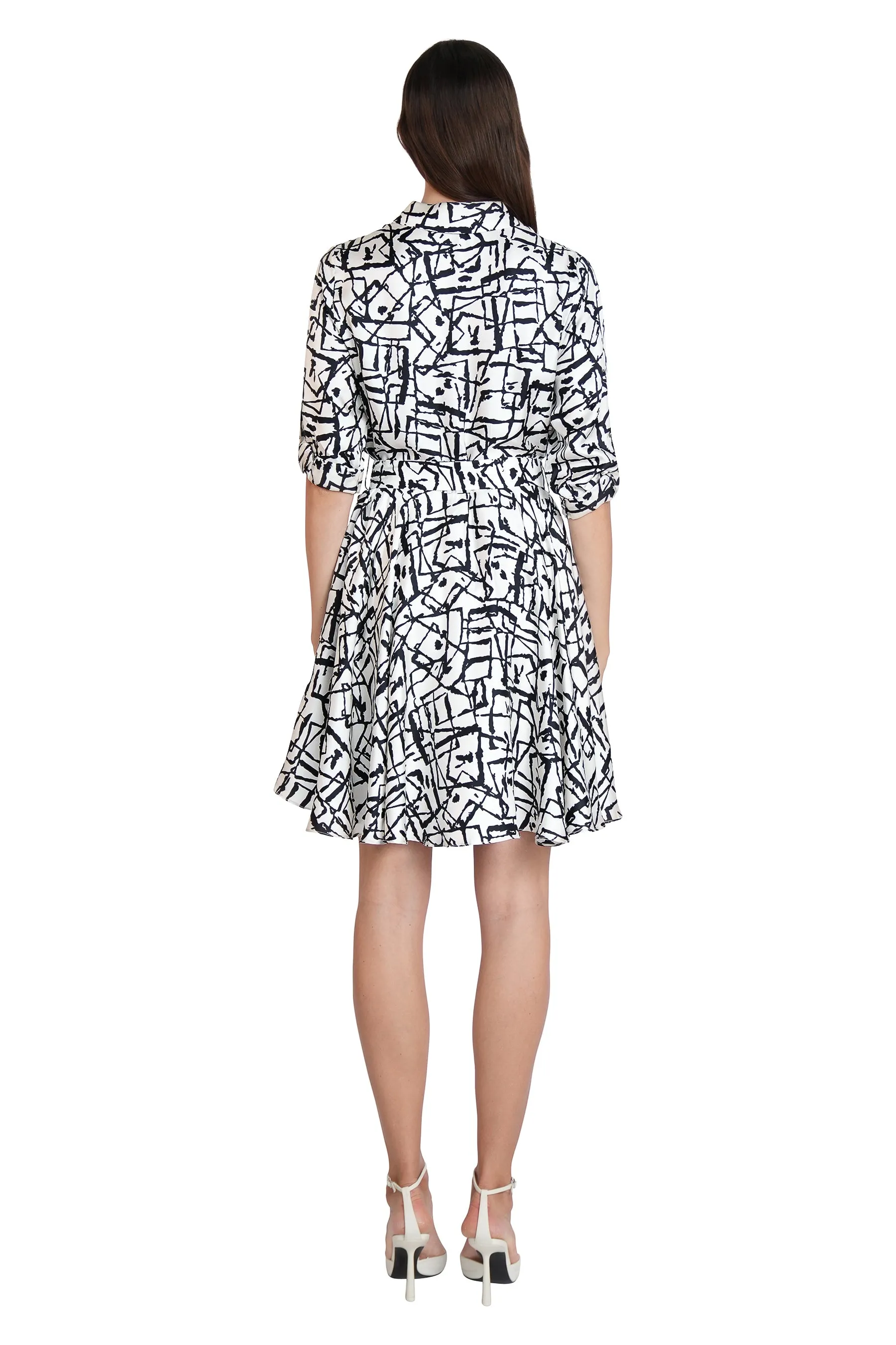 Kelly Shirt Dress in Pattern Silk Crepe