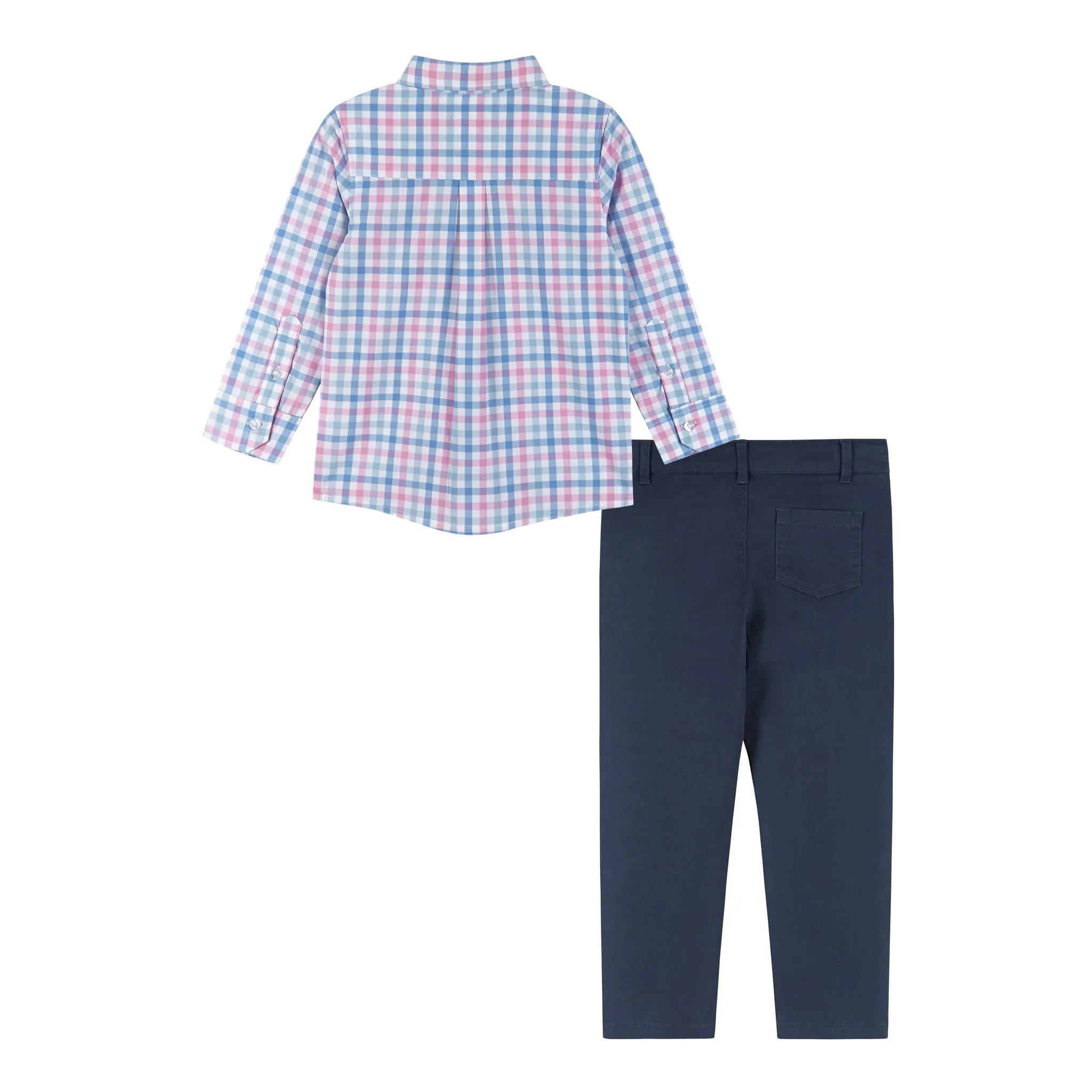 Kids Plaid Buttondown & Pants Set | Navy