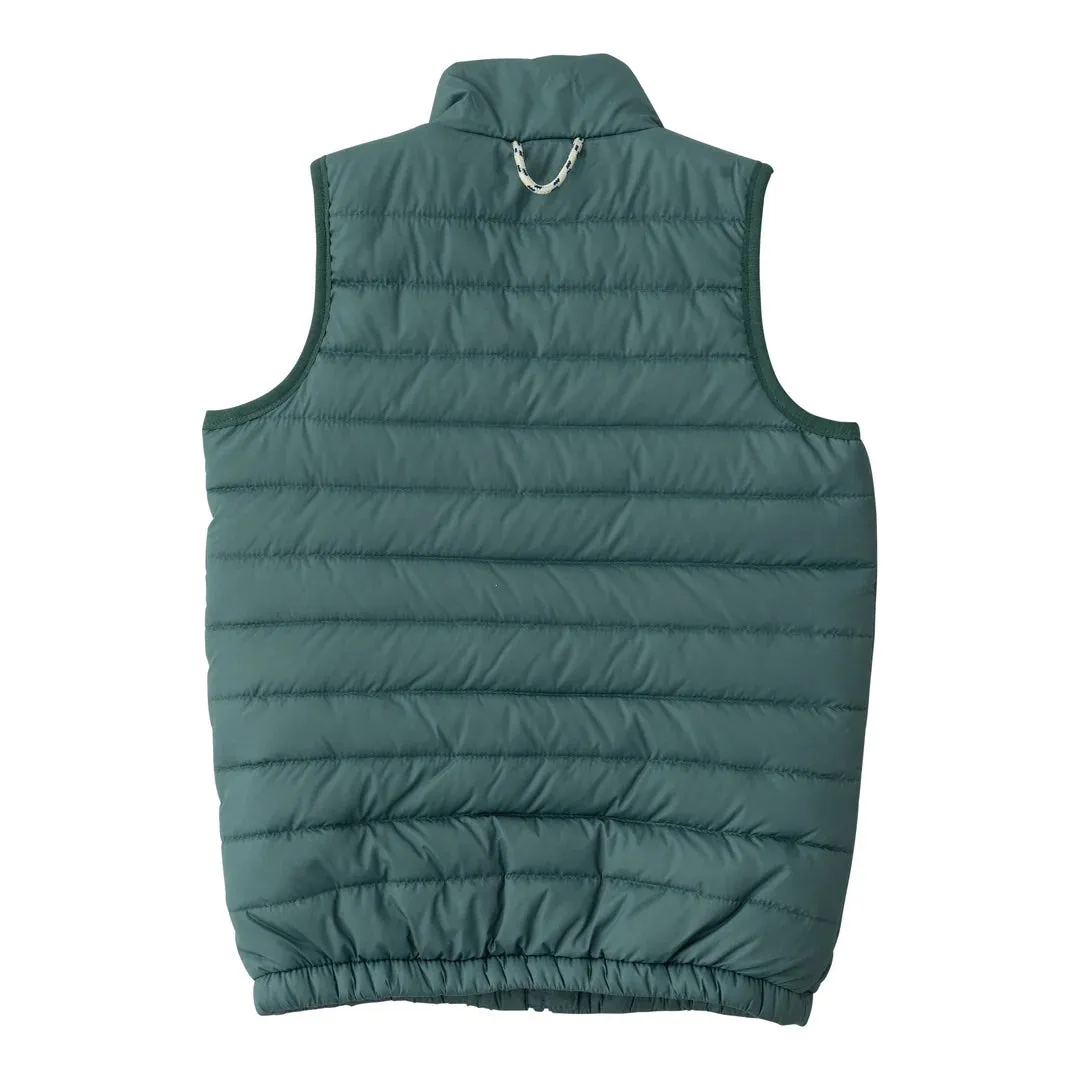 Kid's Puffer Vest in Posy Green with Sea Turtle Print Liner