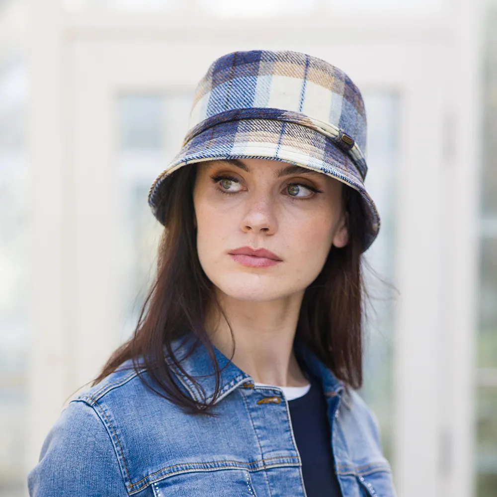 Killarney Wool Tweed Hat: Blue Plaid