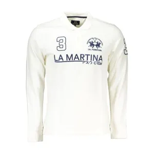 La Martina Elegant Long Sleeved White Polo