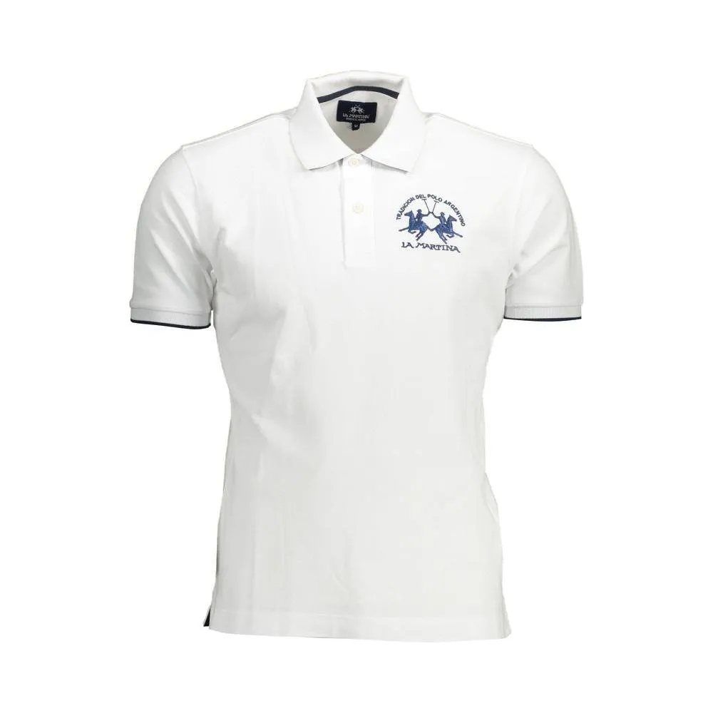 La Martina White Cotton Mens Polo Shirt