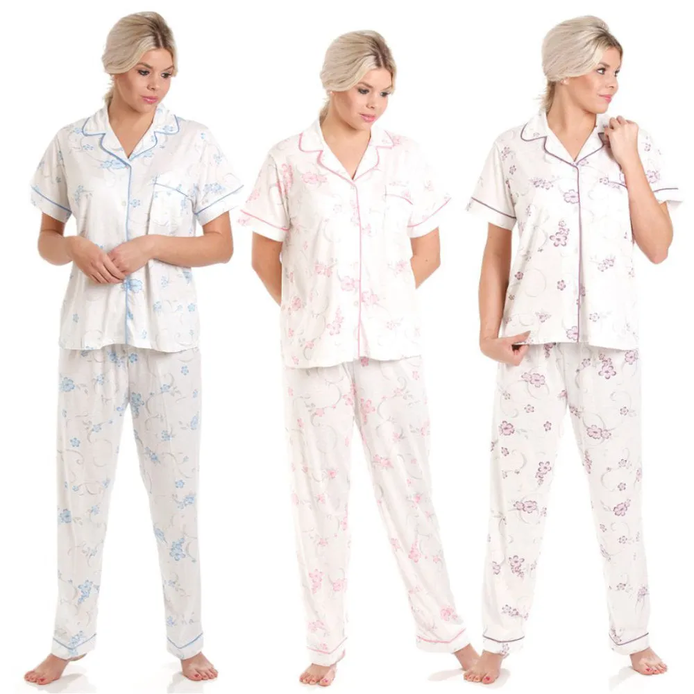 Lady Olga Short Sleeve Cotton Jersey Floral Pyjamas