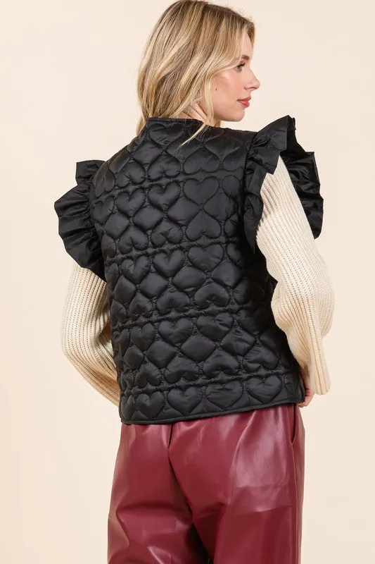 Lightweight Heart Quilted Puffer Vest