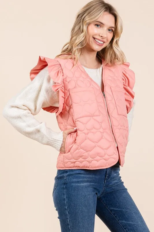 Lightweight Heart Quilted Puffer Vest