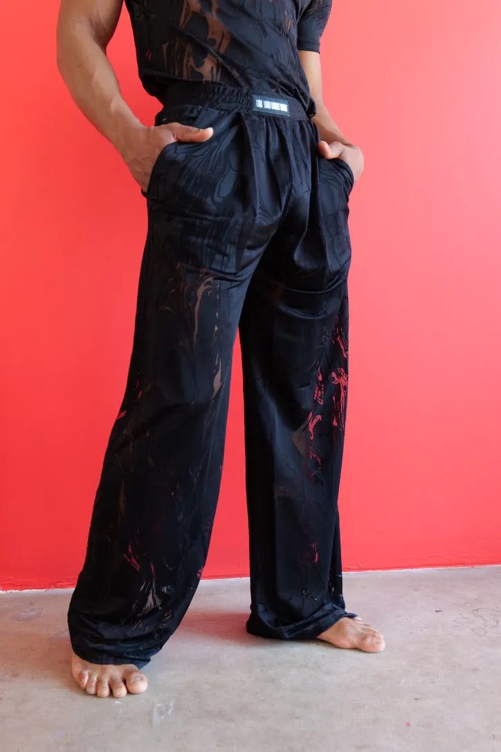 Louis Gabriel Nouchi WIDE PANTS IN MARBLED DEVOURED JERSEY