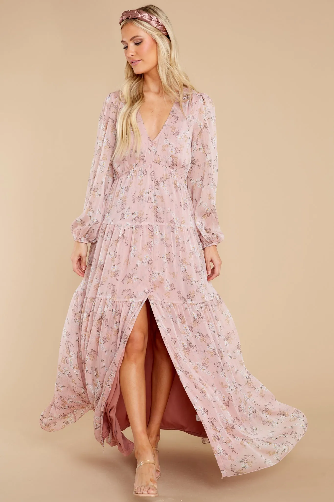 Love Symphony Mauve Pink Floral Print Dress