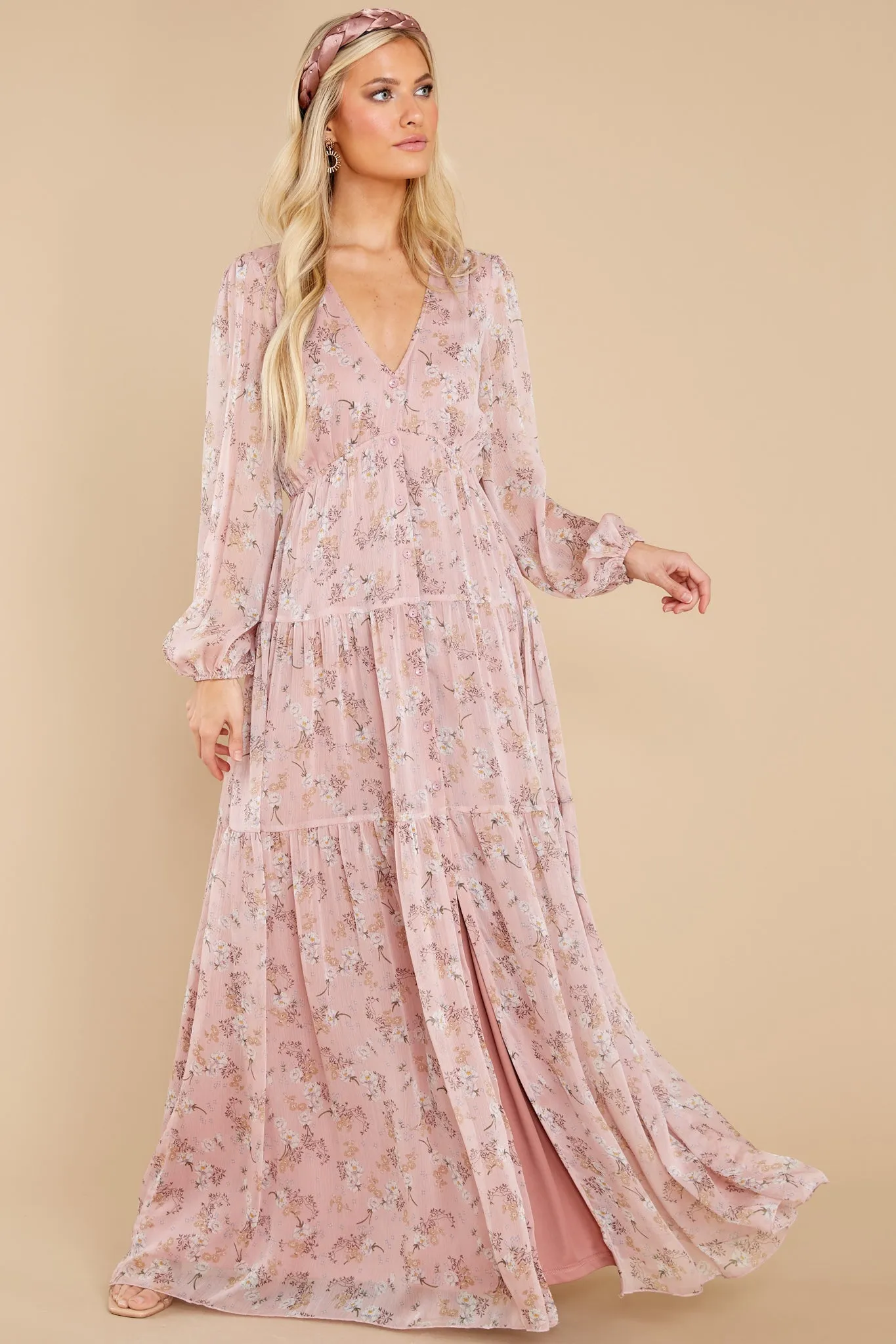 Love Symphony Mauve Pink Floral Print Dress