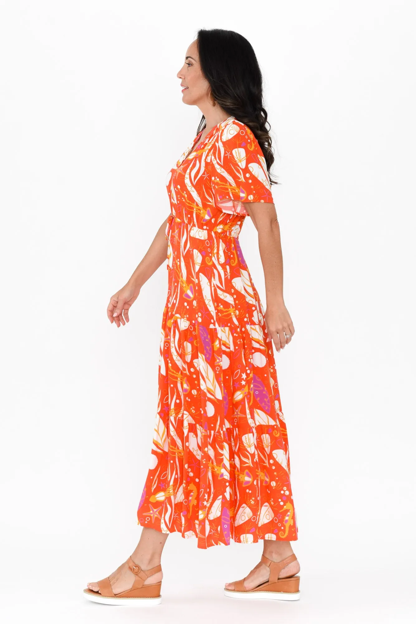 Mathilde Orange Sea Tier Dress