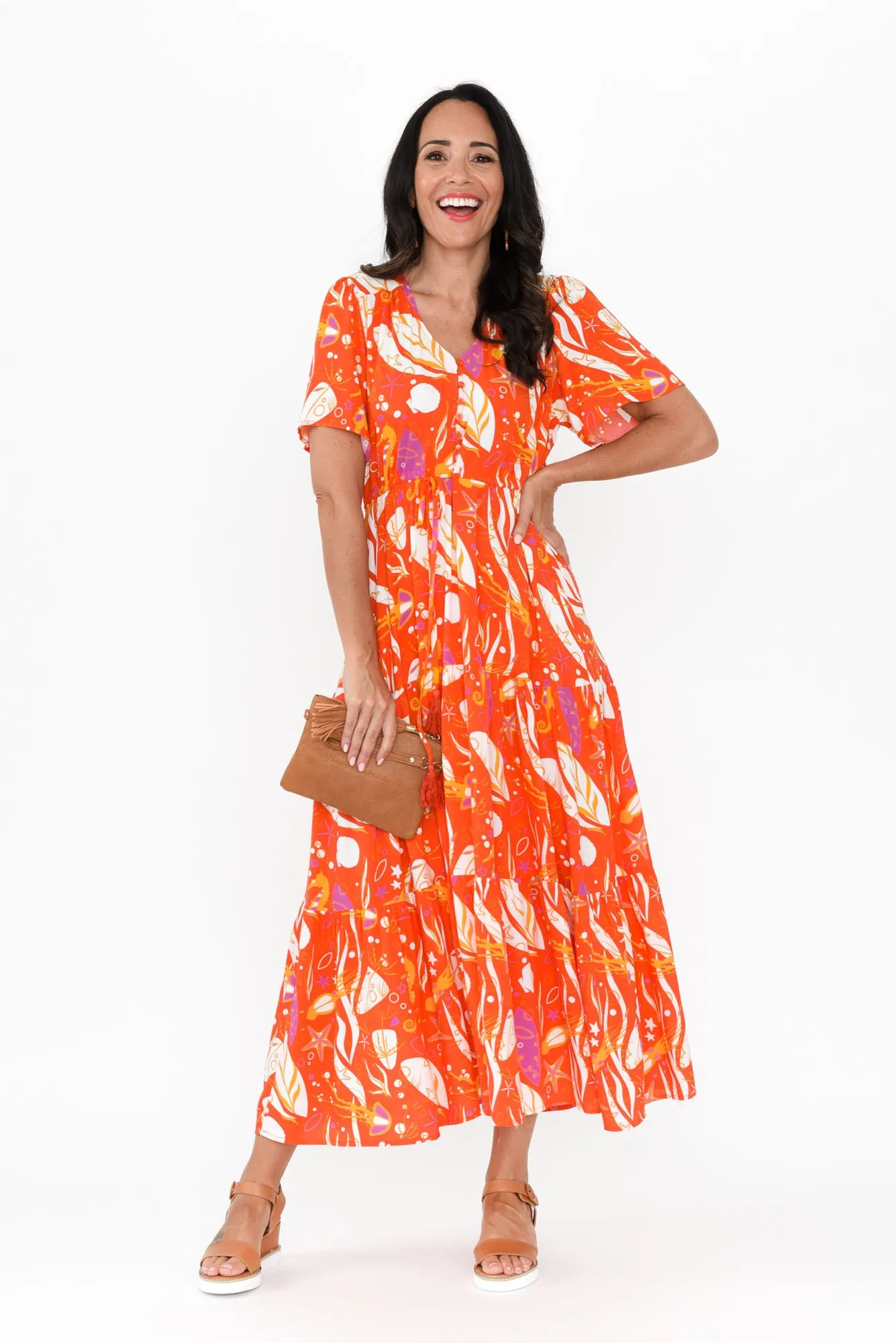 Mathilde Orange Sea Tier Dress