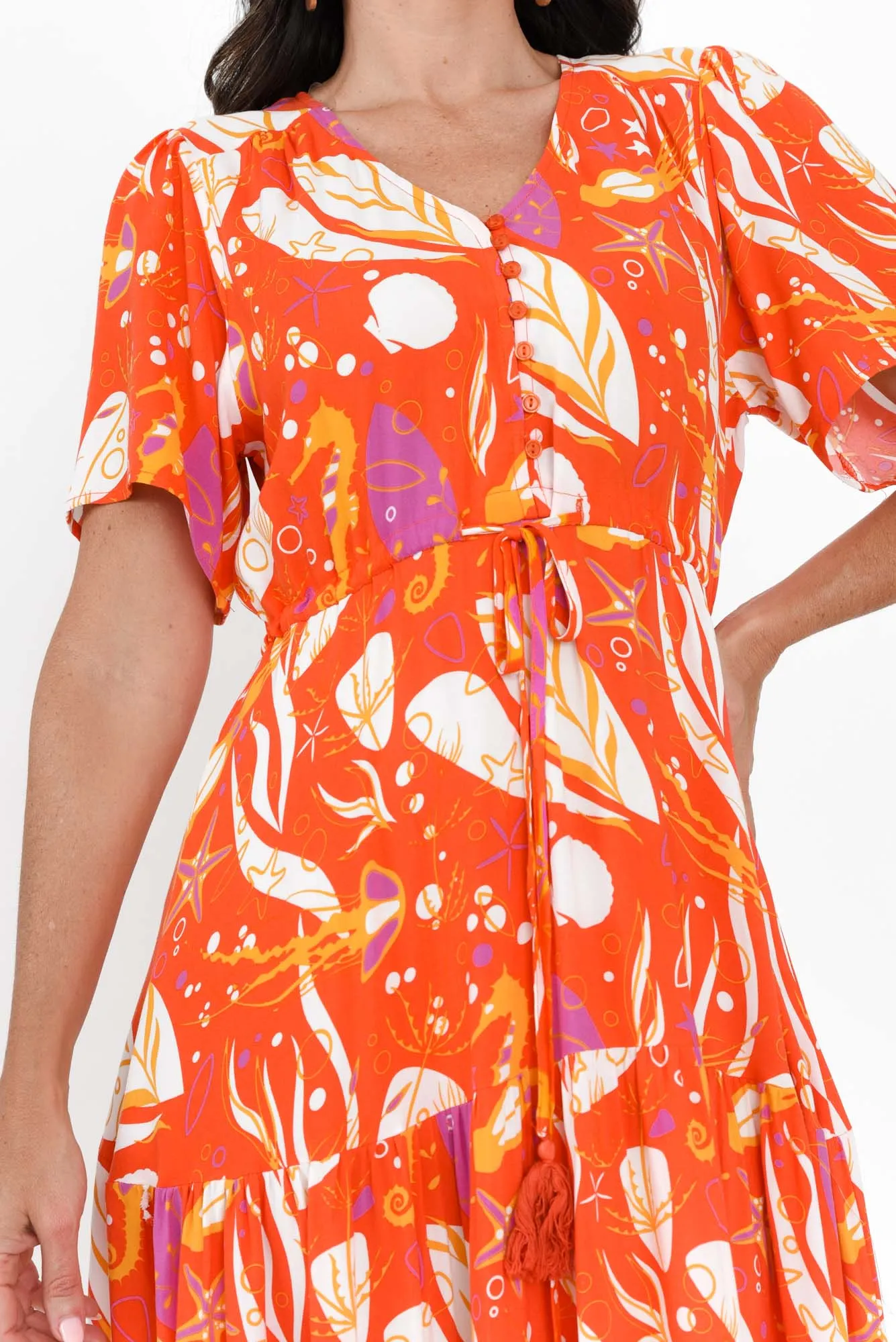 Mathilde Orange Sea Tier Dress