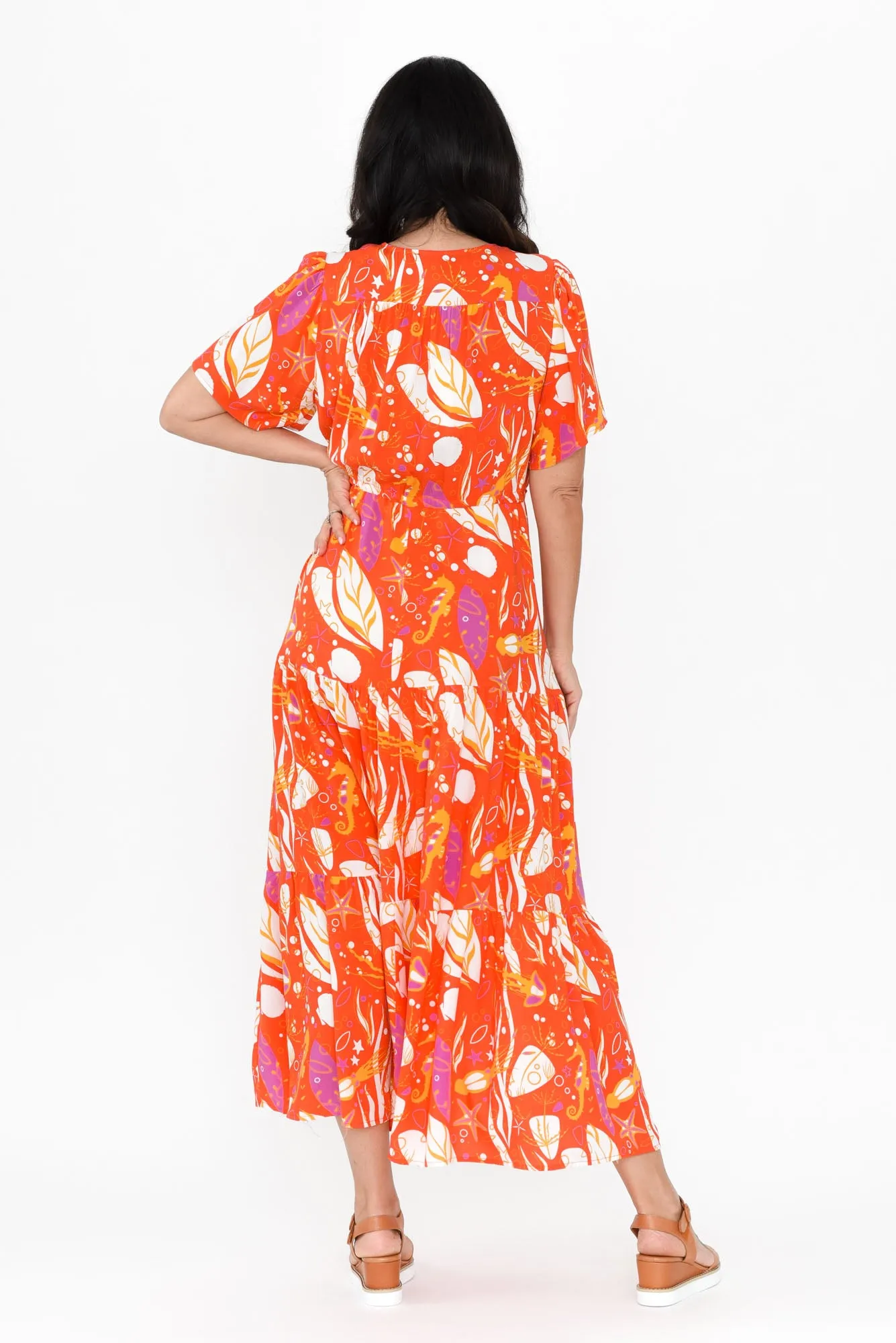 Mathilde Orange Sea Tier Dress