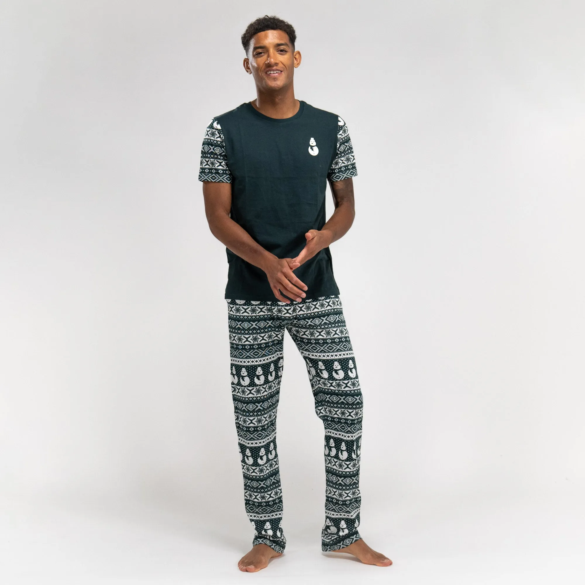 Men's Christmas Green Fairisle Jersey Pyjamas