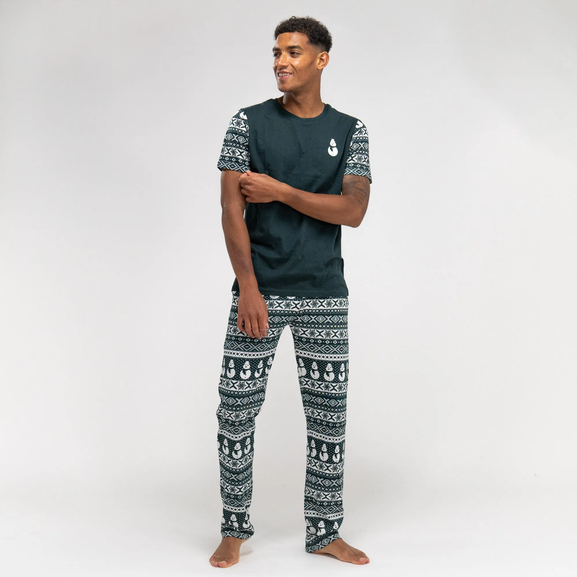 Men's Christmas Green Fairisle Jersey Pyjamas