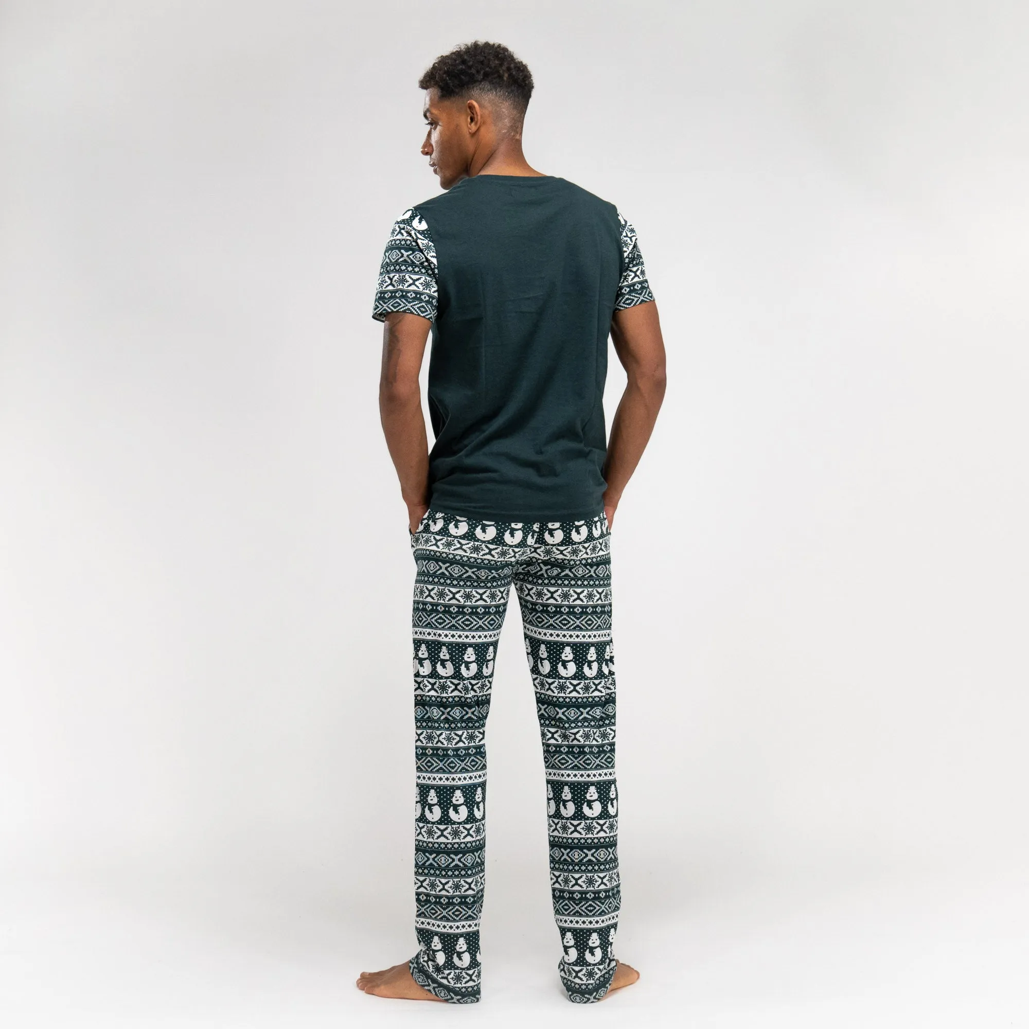 Men's Christmas Green Fairisle Jersey Pyjamas