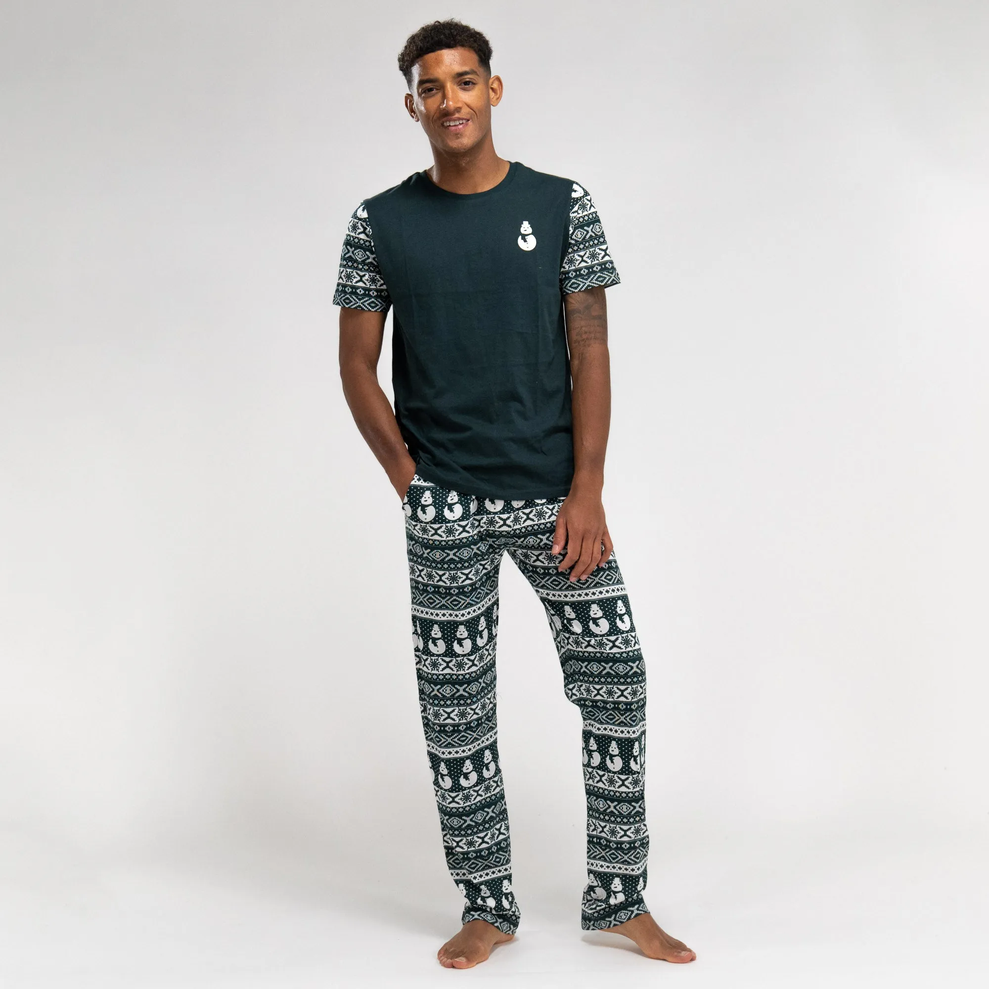 Men's Christmas Green Fairisle Jersey Pyjamas