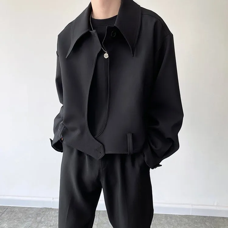 Men's Irregular Placket Cropped Jacket