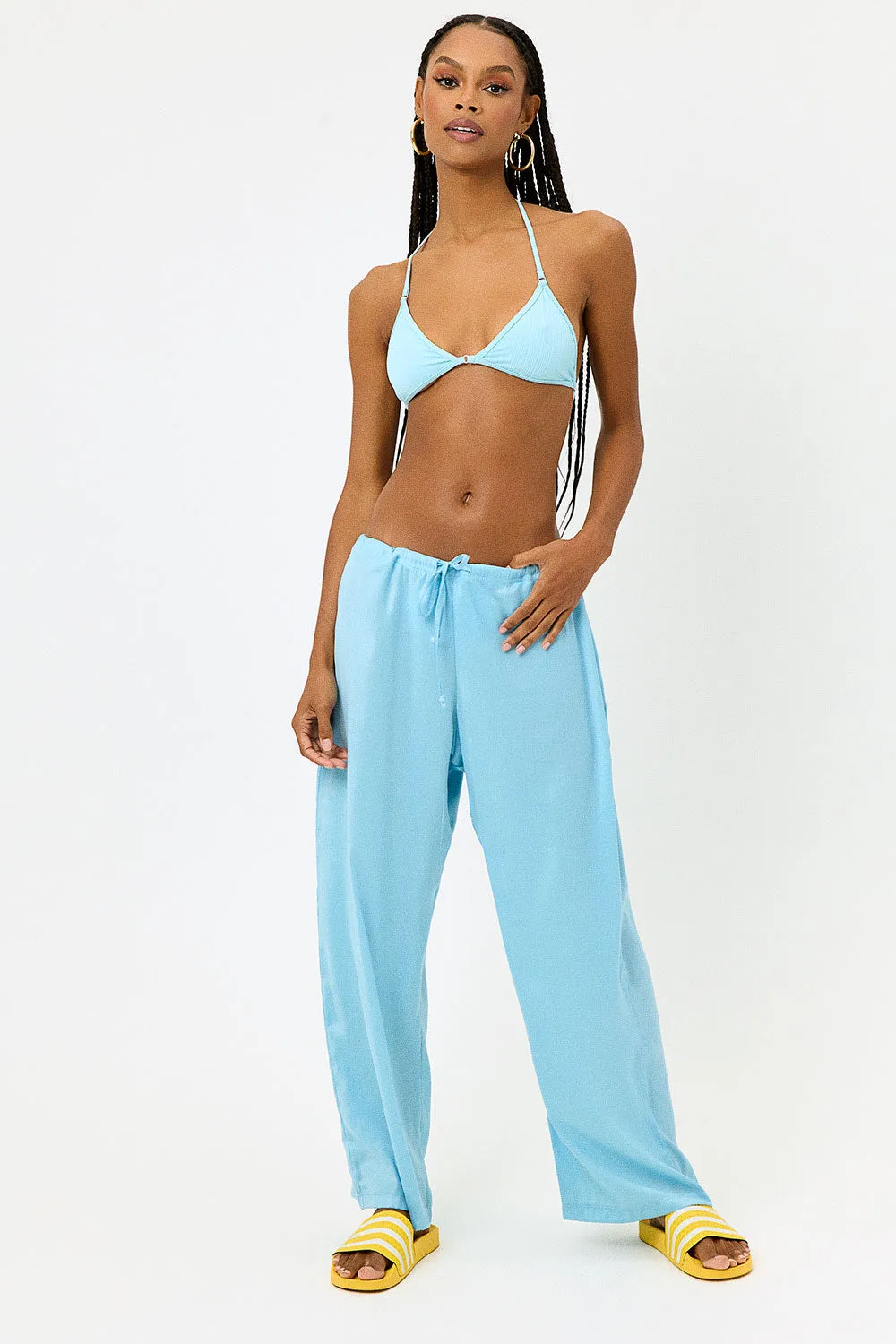 Michelle Low Rise Wide Leg Pants - Baby Blue