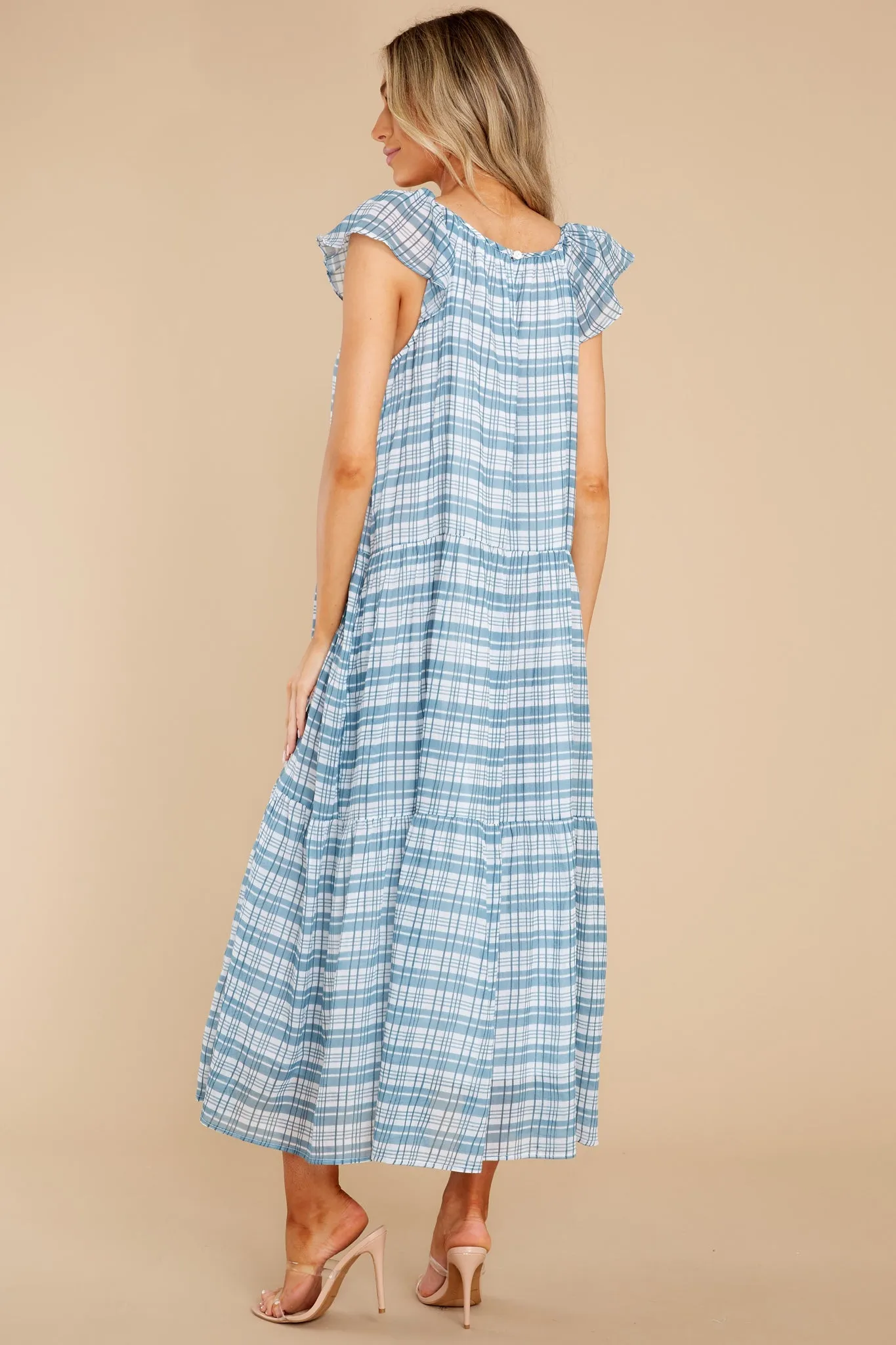 Milly Country Plaid Baby Blue Dress