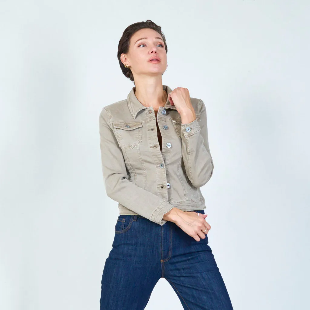 Modern fit cropped denim jacket wholesale