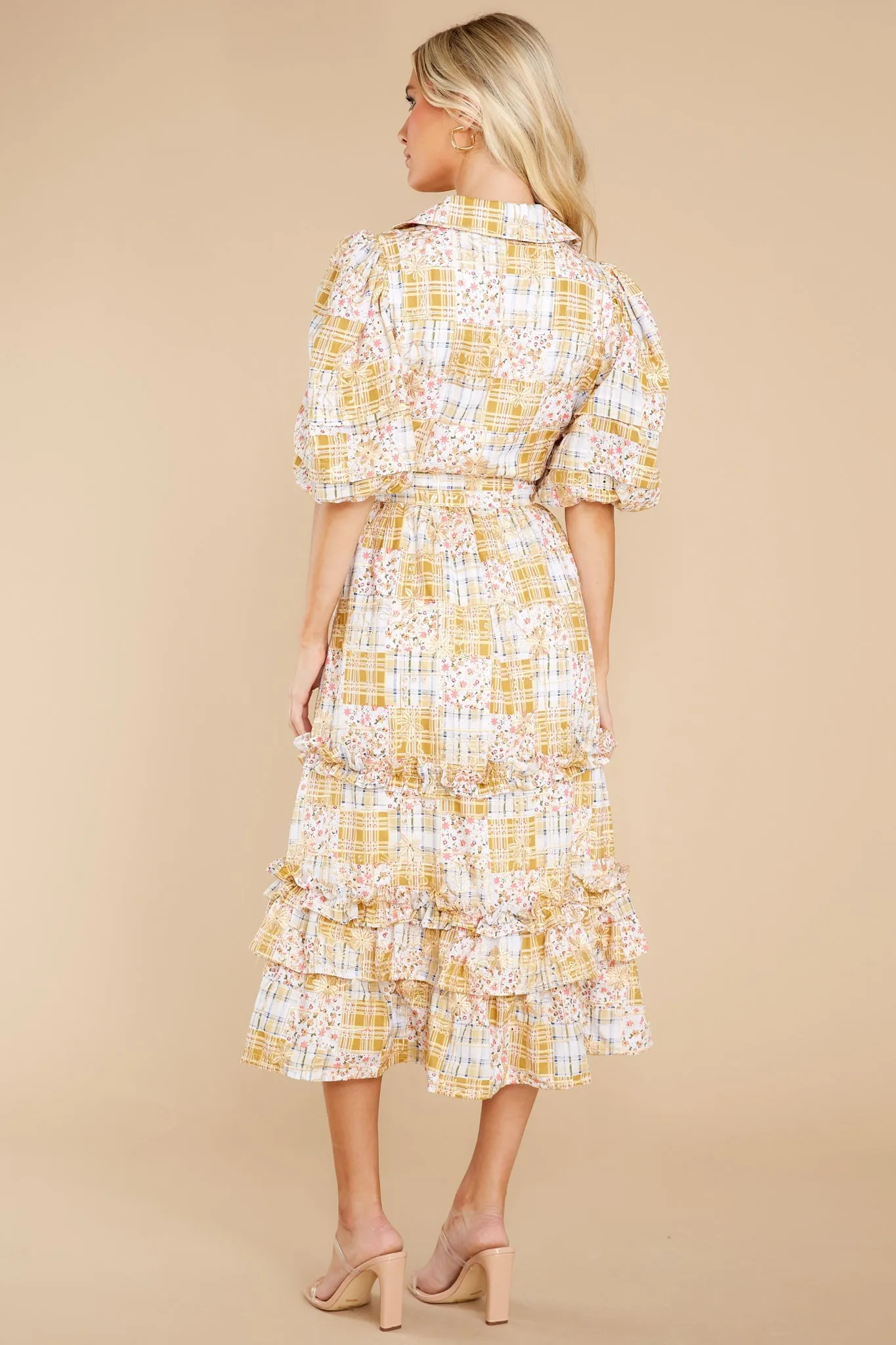 Moment Of A Lifetime Goldenrod Multi Print Maxi Dress