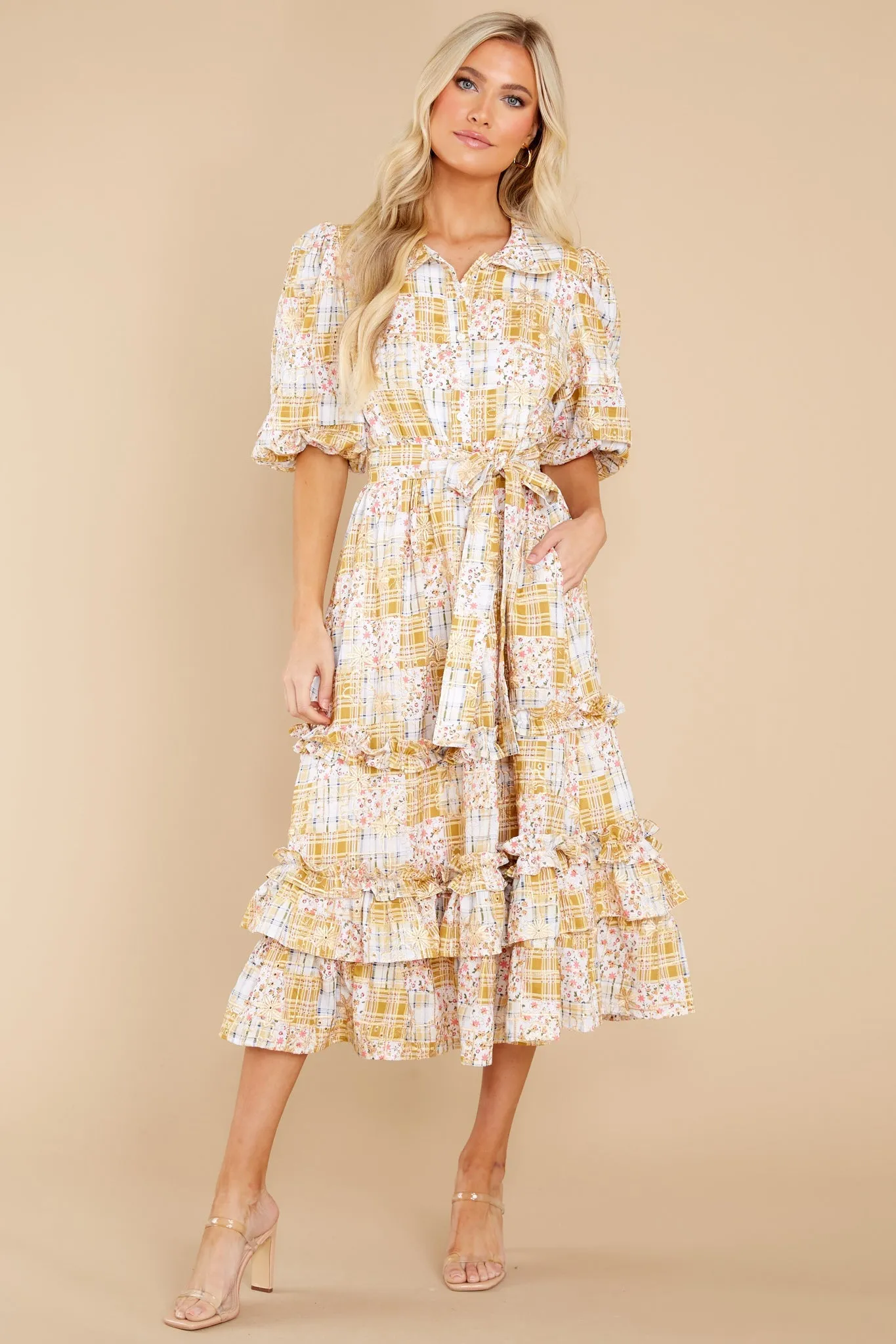 Moment Of A Lifetime Goldenrod Multi Print Maxi Dress