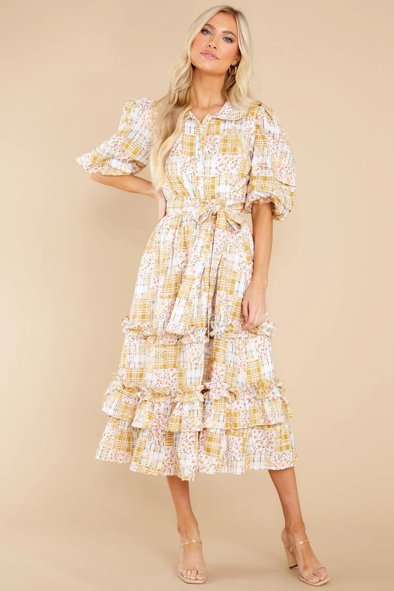 Moment Of A Lifetime Goldenrod Multi Print Maxi Dress