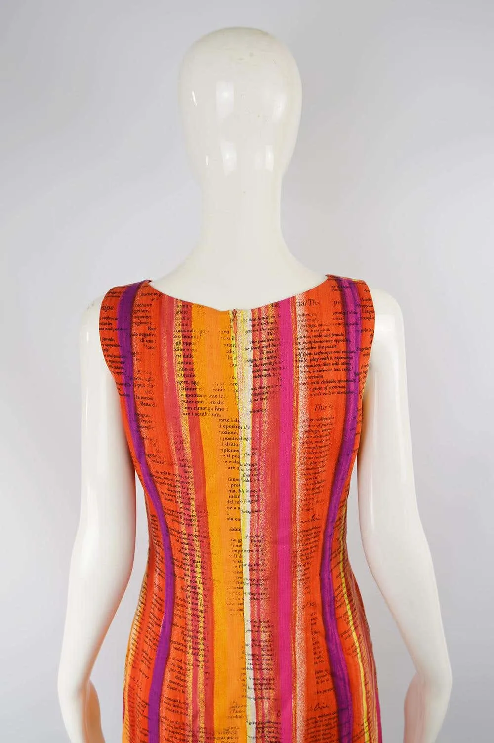 Moschino Vintage Cookbook Print Orange & Purple Shift Dress, 1990s