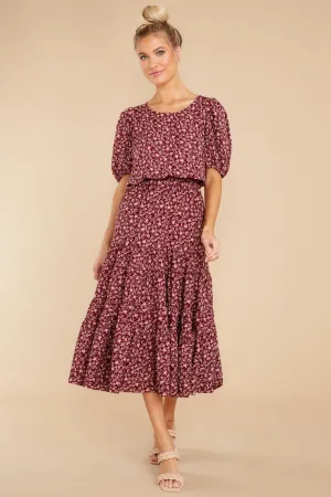 Most Certainly Yes Burgundy Floral Print Maxi Dress