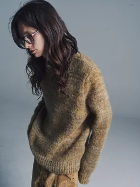 Mustard Stripe Mohair Wool Knitted Sweater