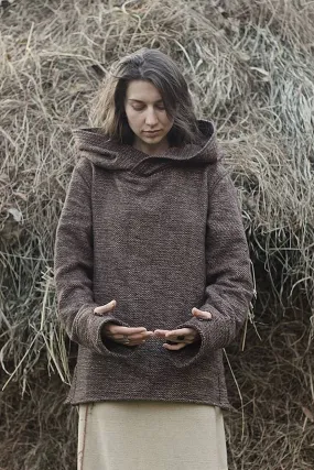 Nomad Women Pullover with Hoodie ⫸ Handwoven Hemp Wool