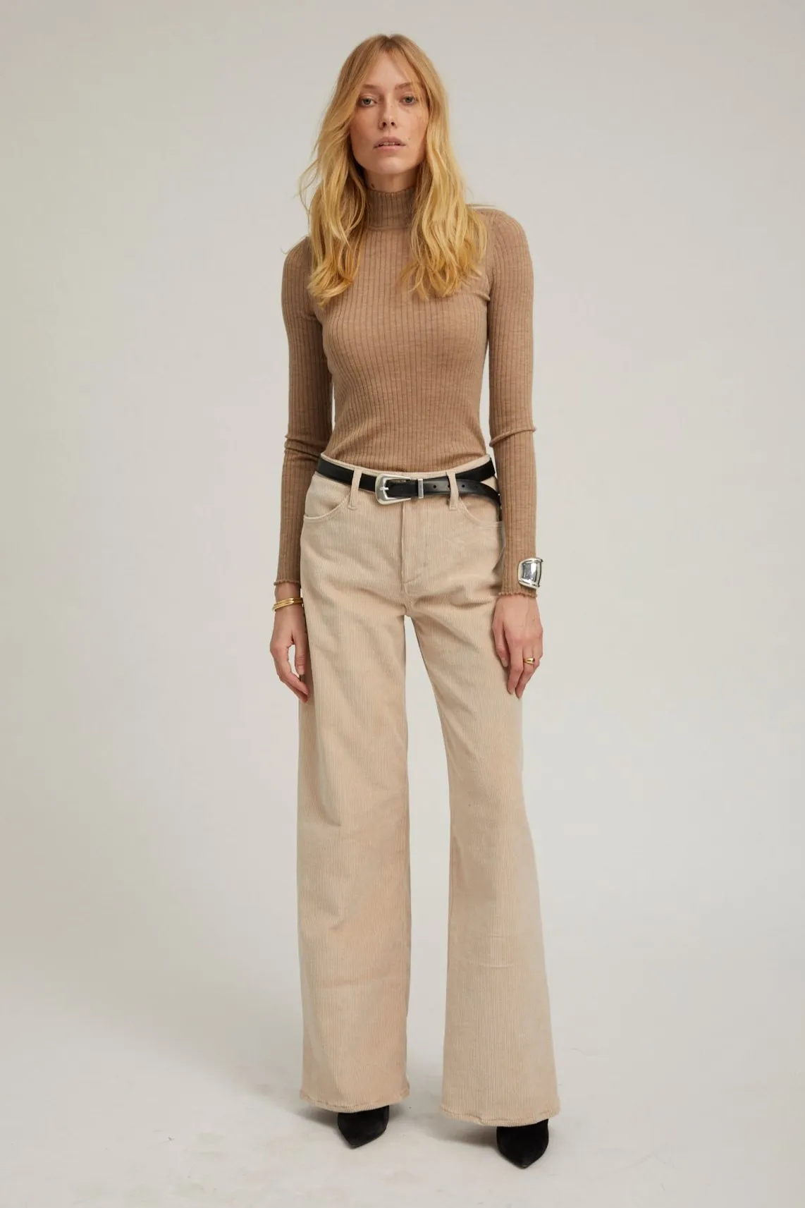 Oat Corduroy Wide Leg Trousers