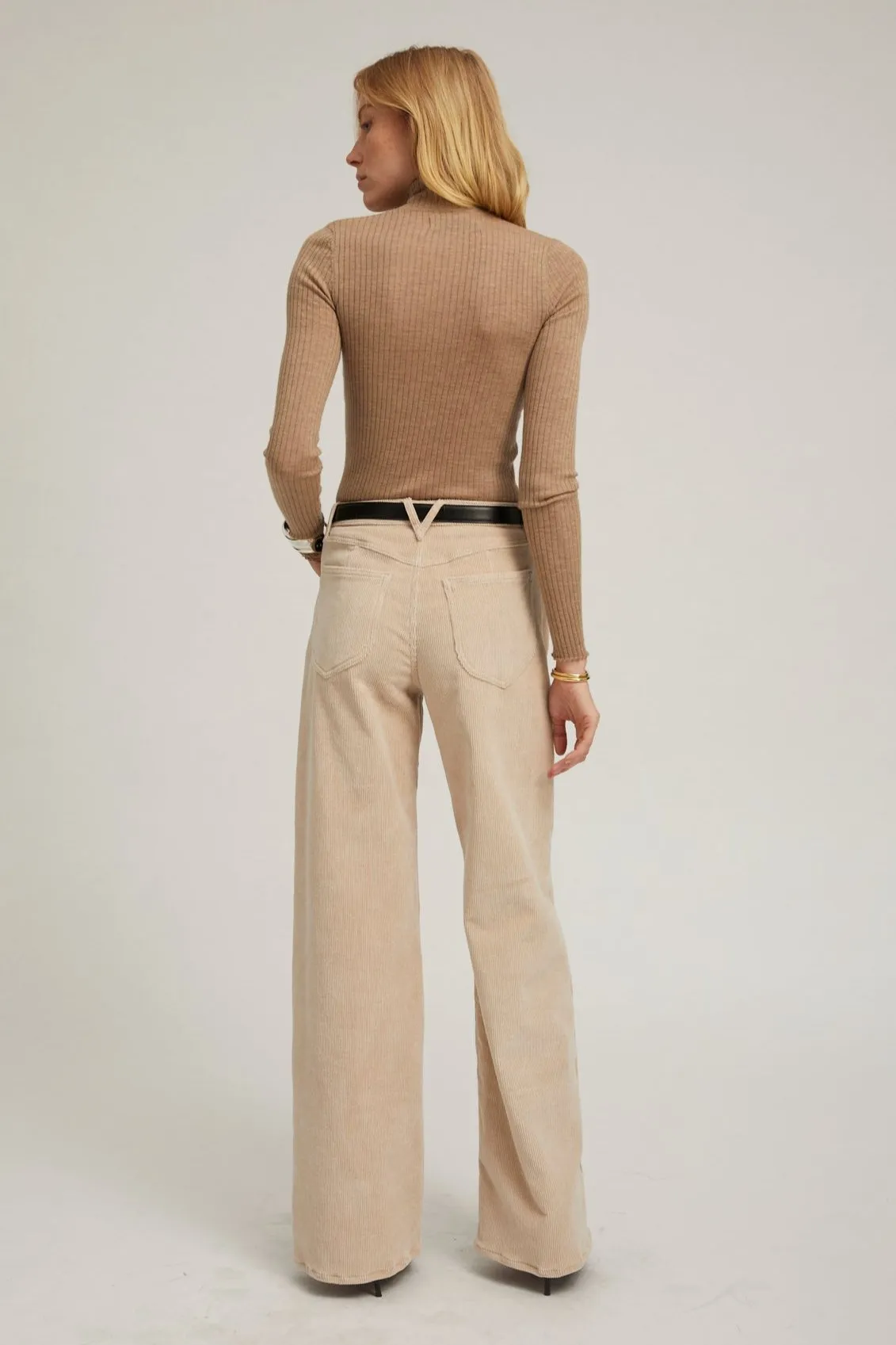 Oat Corduroy Wide Leg Trousers