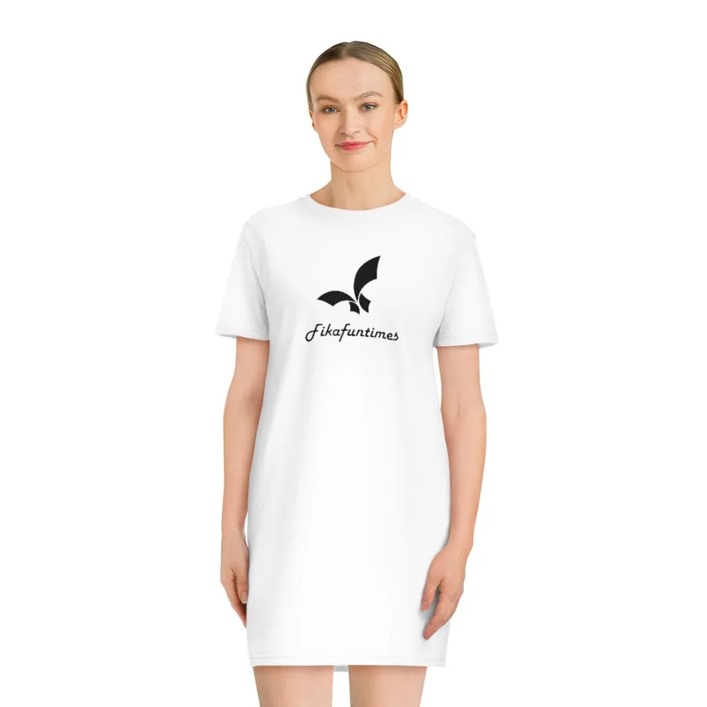 Organic Fikafuntimes Logo Print Crew Neck Tee Dress