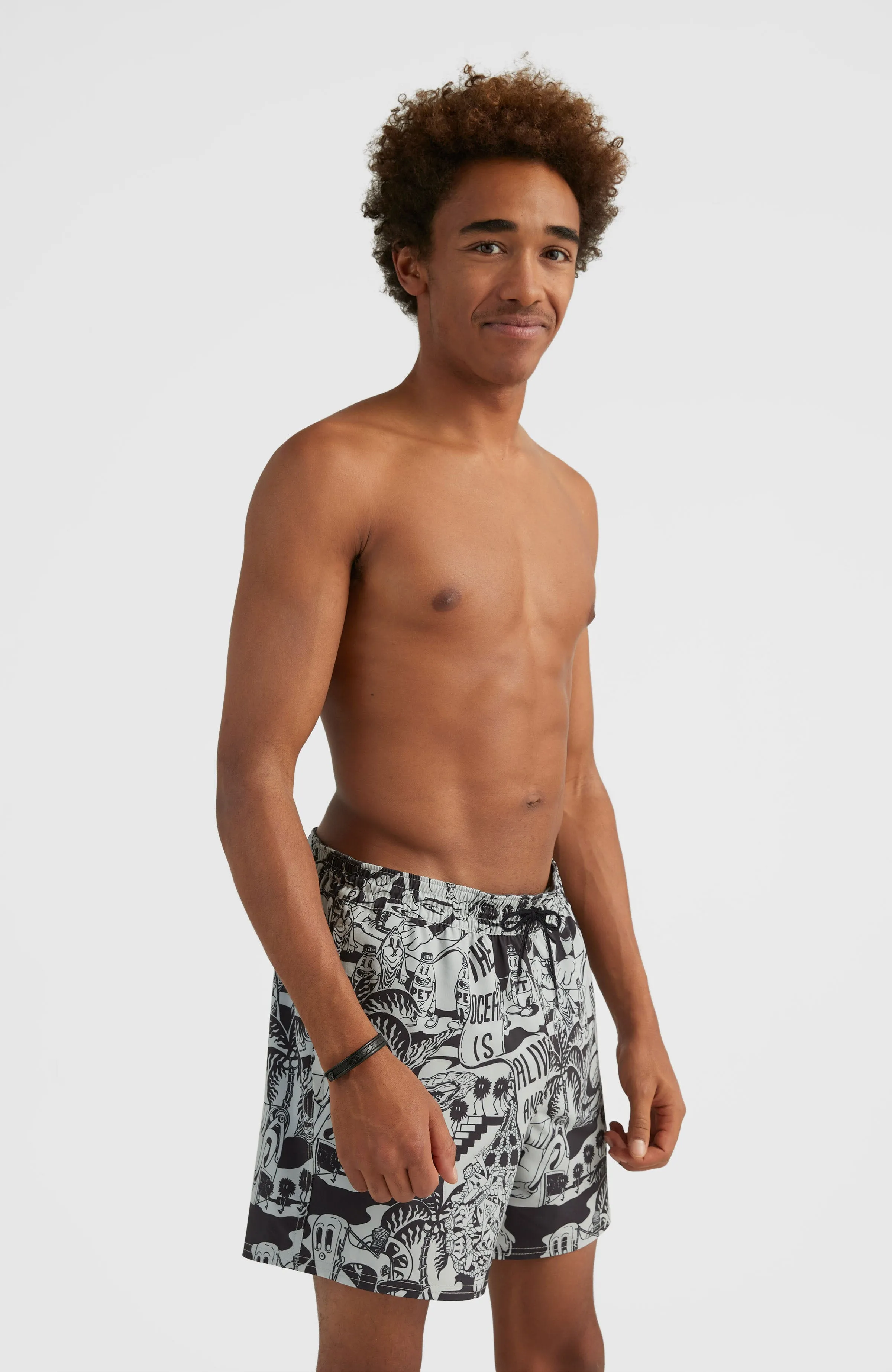 Packable All Over Print 15'' Hybrid Shorts | Black Oyster