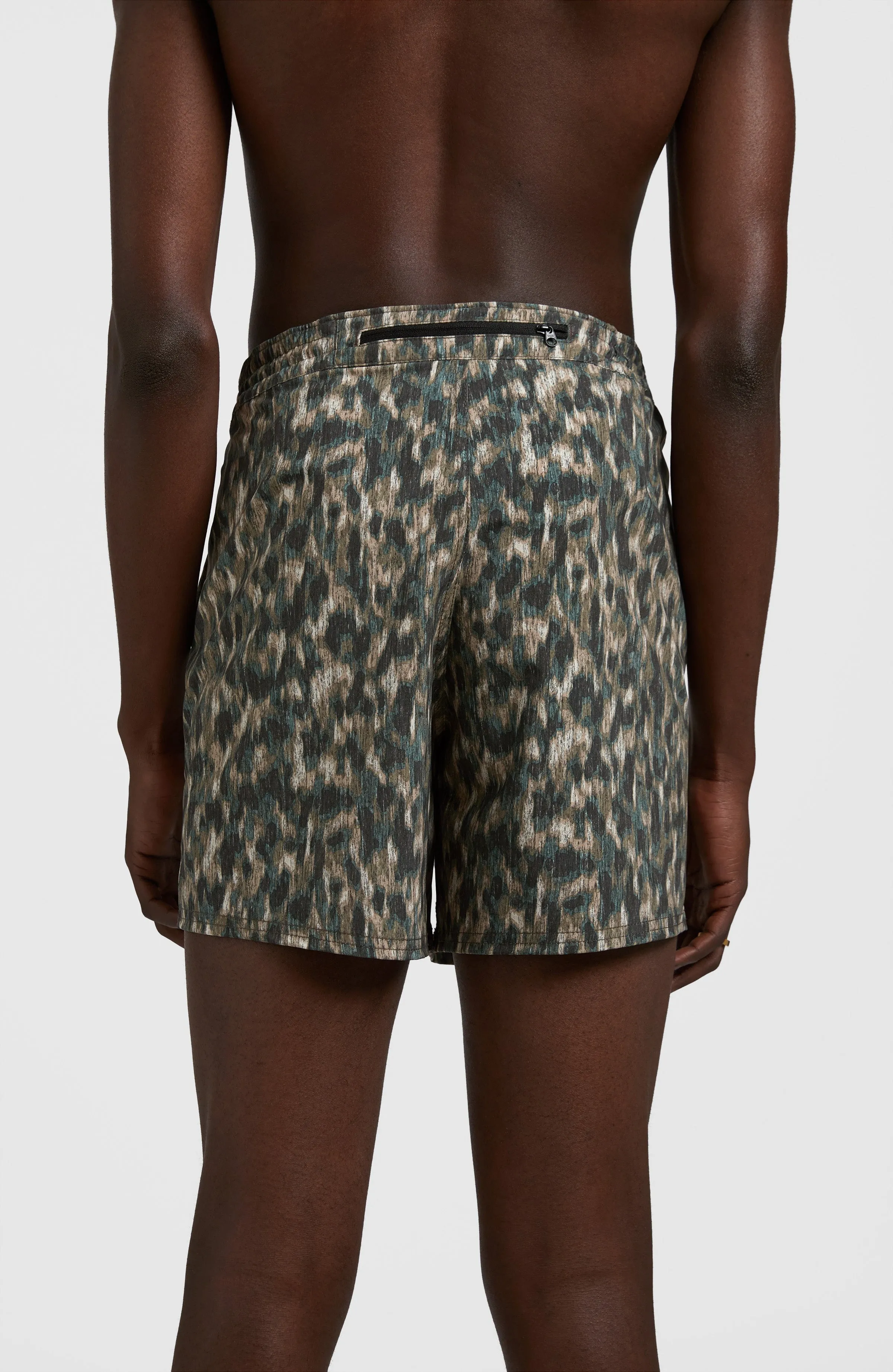 Packable All Over Print 15'' Hybrid Shorts | Green Minimal Camo