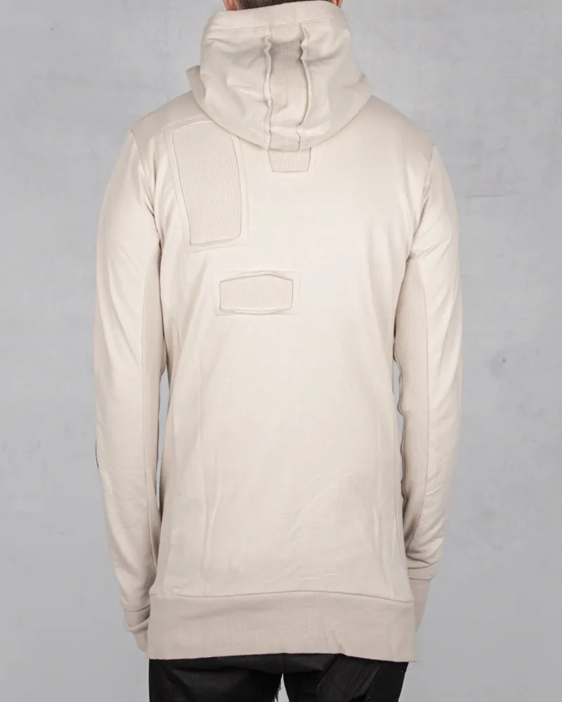 Patched zip up hooded sweatshirt sand