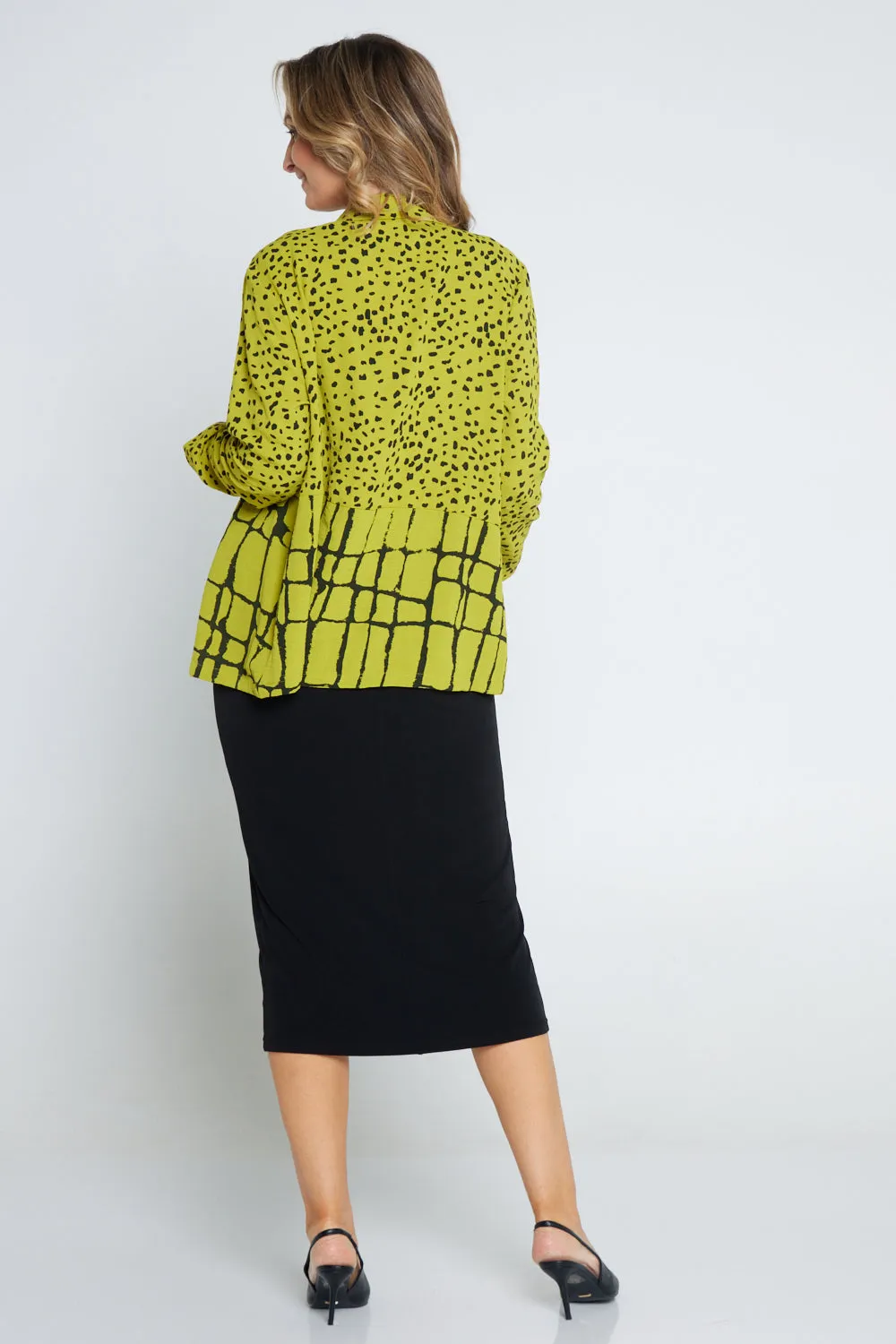 Pebble Splice Shirt - Lime/Black Print