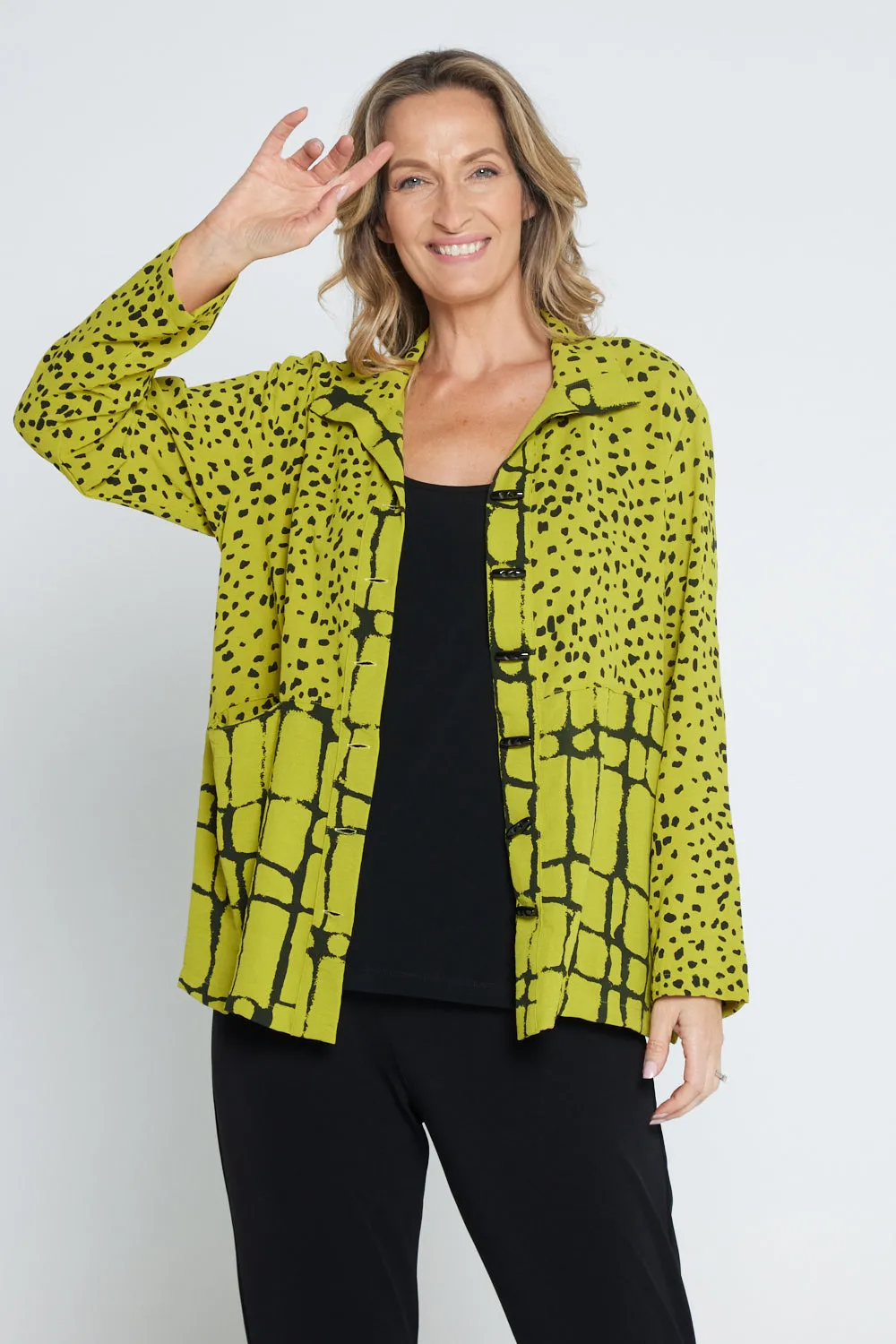 Pebble Splice Shirt - Lime/Black Print